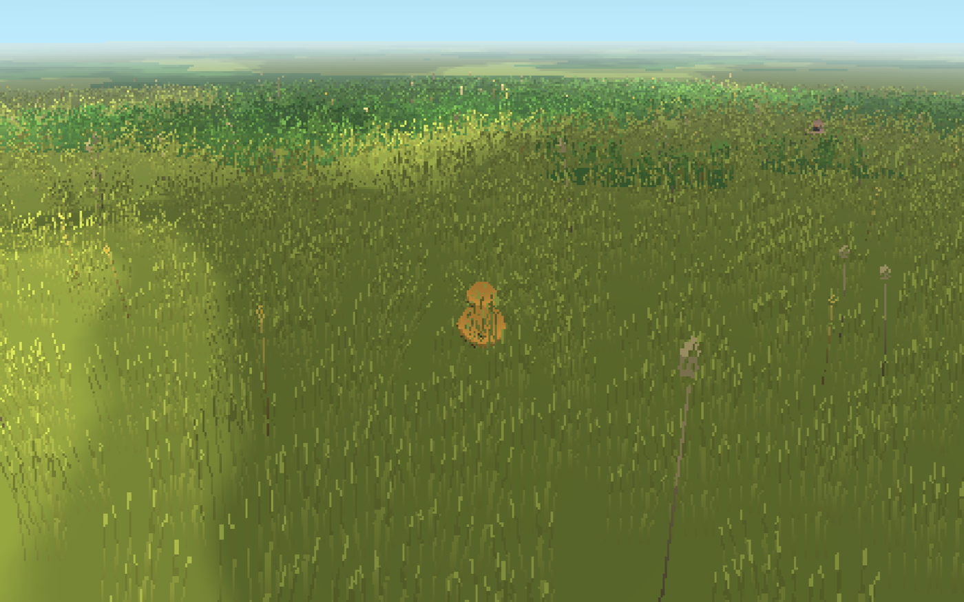 Tallgrass — a duck wading through a vast 3D pixel-art meadow